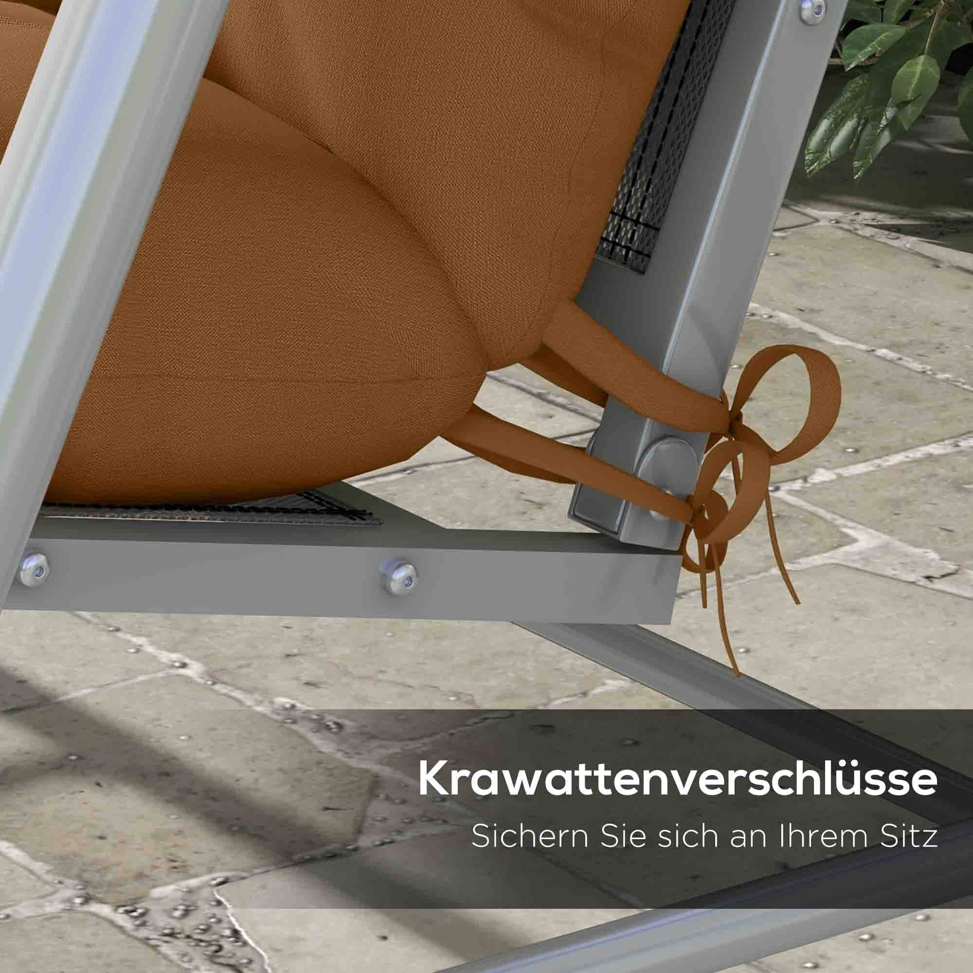 Lot de 4 coussins d'assise, 150 x 50 cm, imperméables, avec attaches, 10 cm d'épaisseur, couleur beige. - Image 7