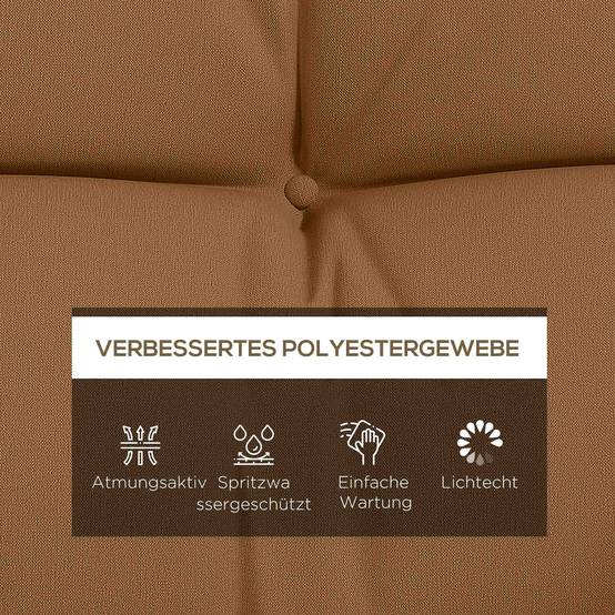 Lot de 4 coussins d'assise, 150 x 50 cm, imperméables, avec attaches, 10 cm d'épaisseur, couleur beige. - Image 6
