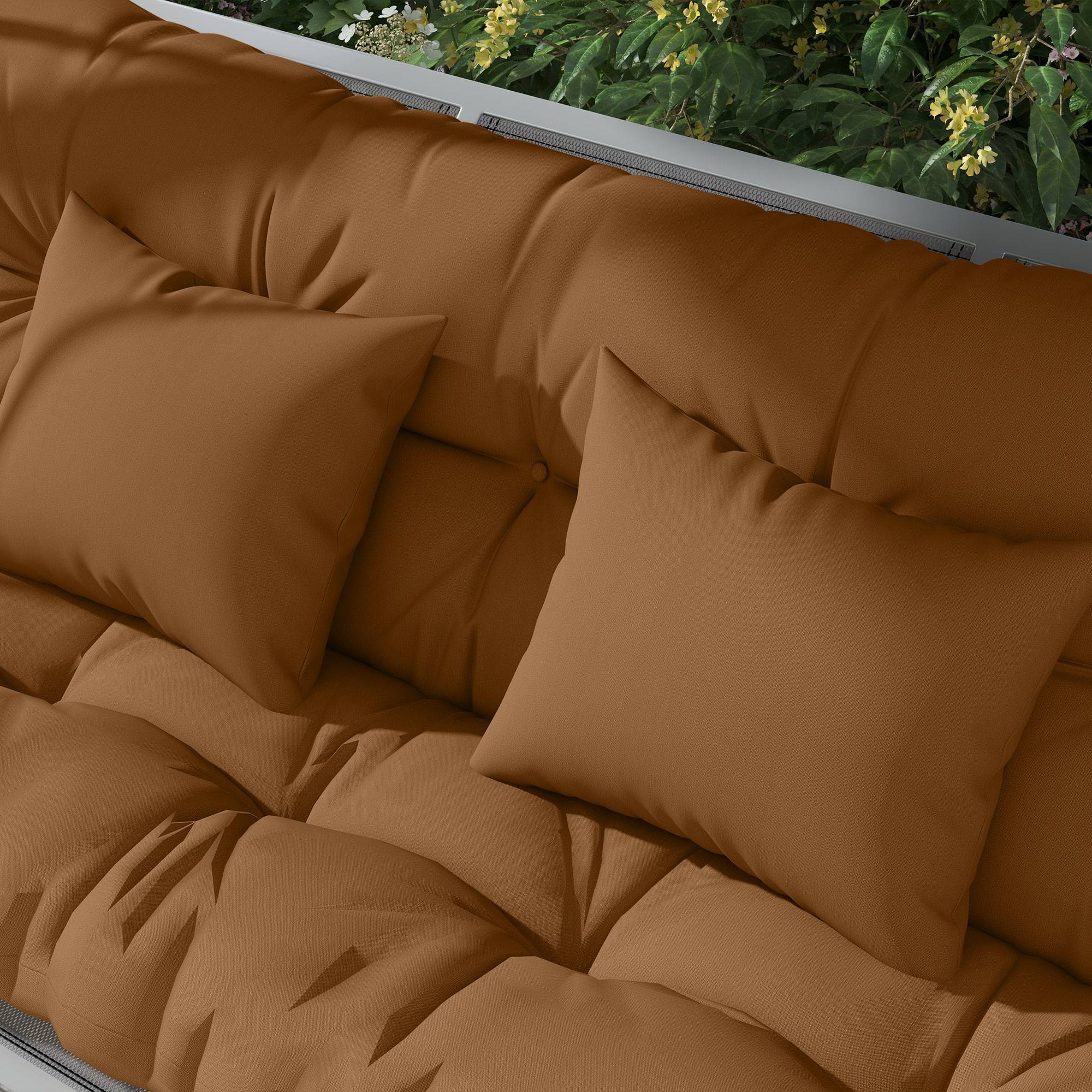 Lot de 4 coussins d'assise, 150 x 50 cm, imperméables, avec attaches, 10 cm d'épaisseur, couleur beige. - Image 10