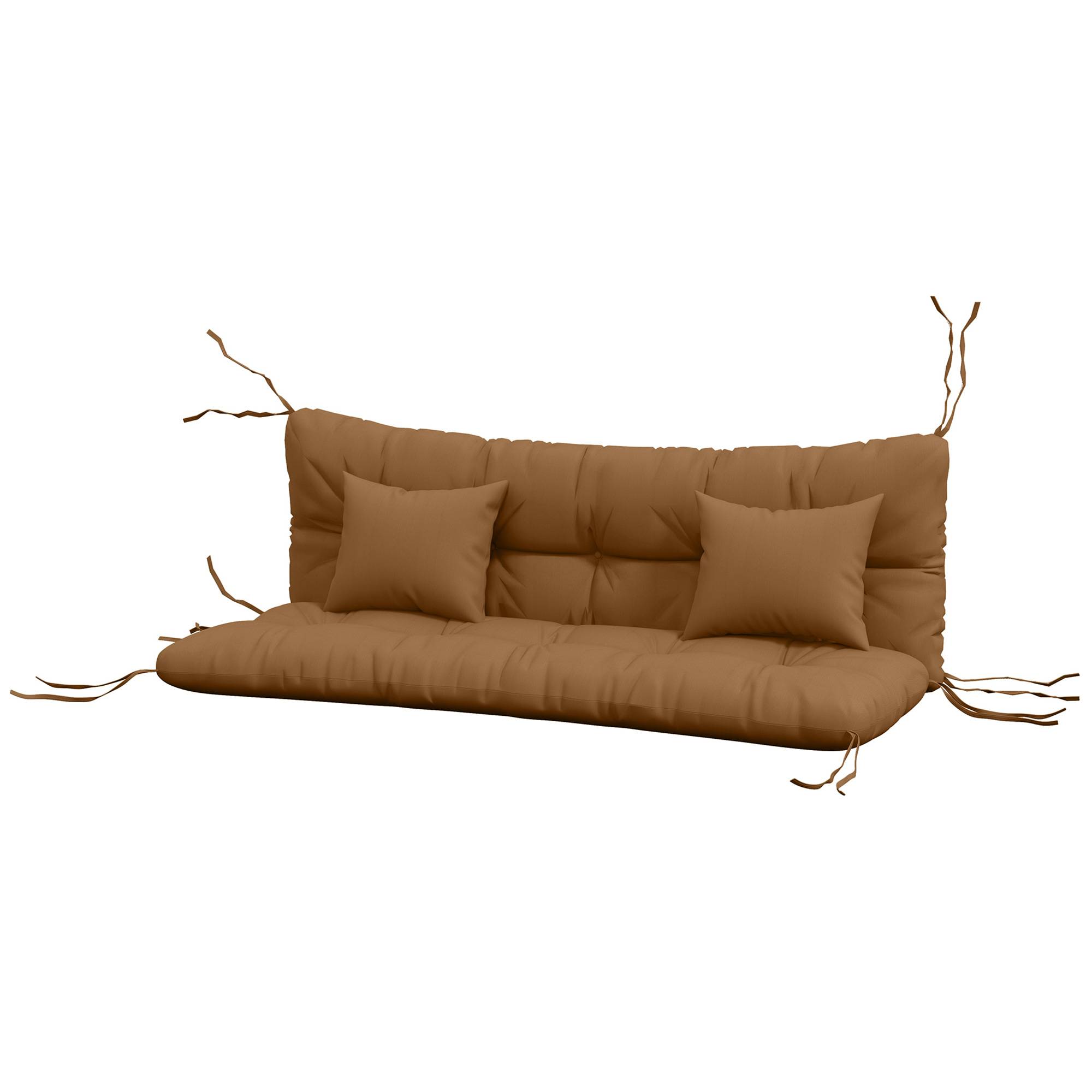 Lot de 4 coussins d'assise, 150 x 50 cm, imperméables, avec attaches, 10 cm d'épaisseur, couleur beige. - Image 2