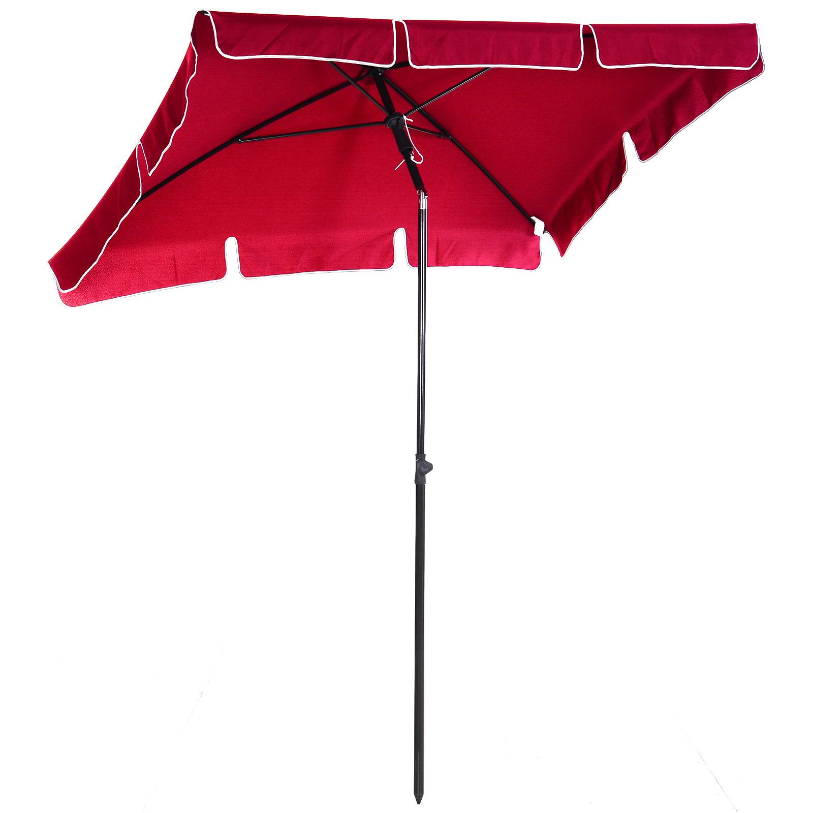 Parasol droit rectangulaire inclinable en aluminium et métal rouge 198 x 130 x 250 cm - PANGIVO - Image 1