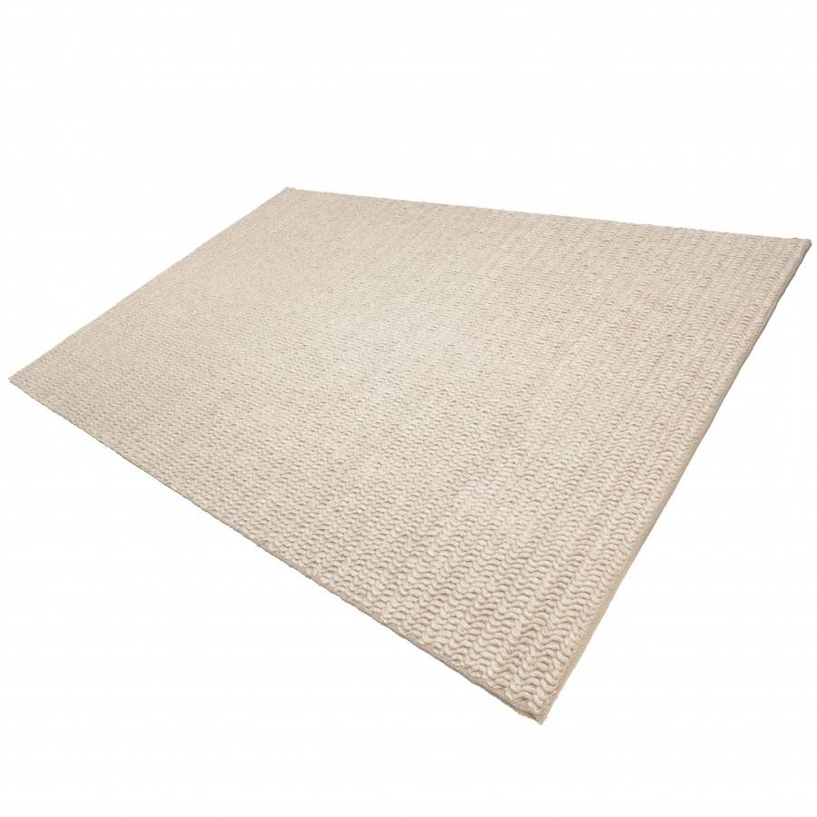 Macabane - QUENTIN - Tapis rectangulaire 160x230cm en laine tissée couleur beige - Image 8