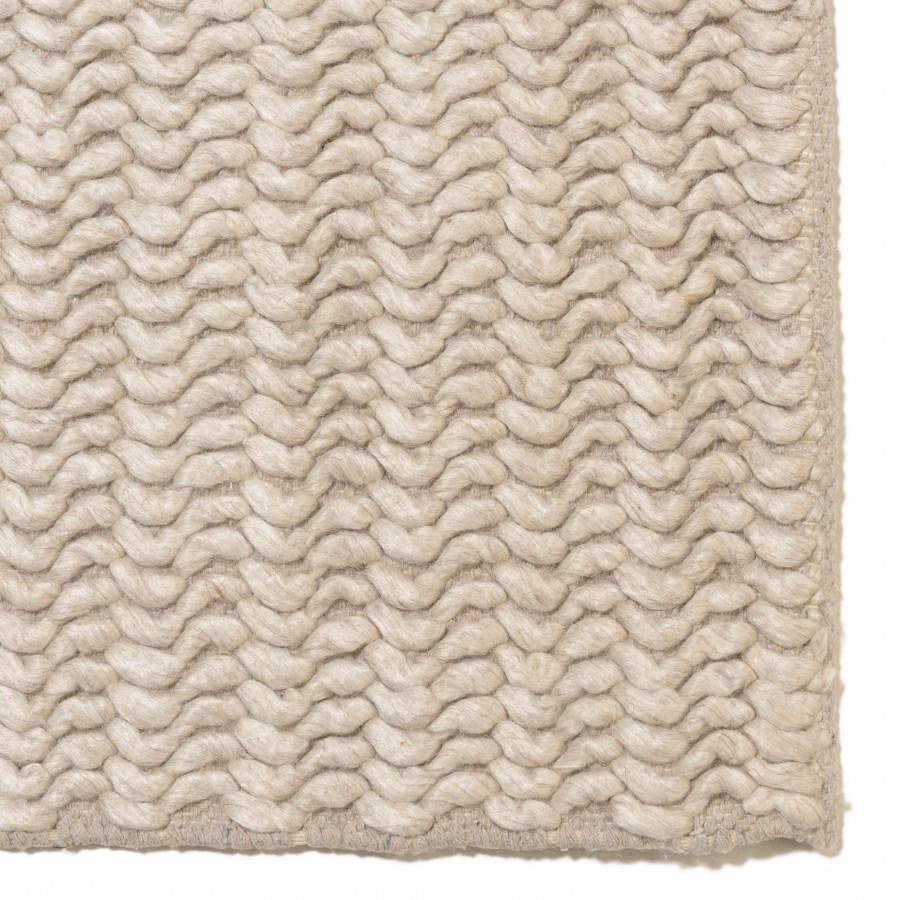 Macabane - QUENTIN - Tapis rectangulaire 160x230cm en laine tissée couleur beige - Image 5
