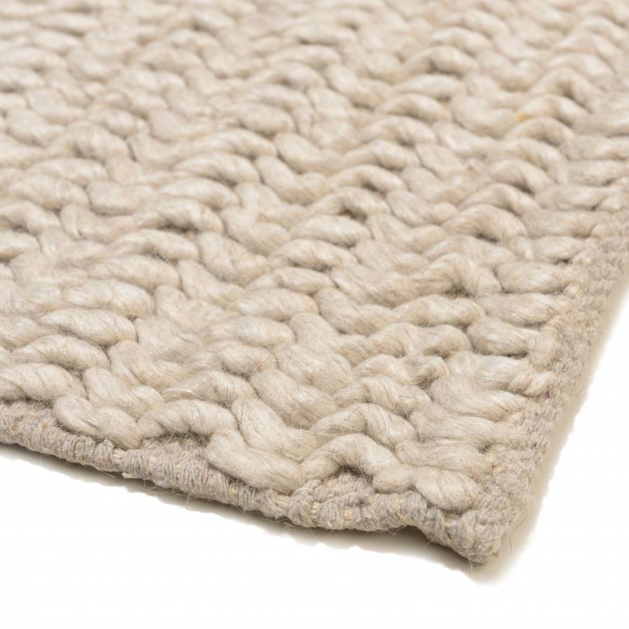 Macabane - QUENTIN - Tapis rectangulaire 160x230cm en laine tissée couleur beige - Image 6