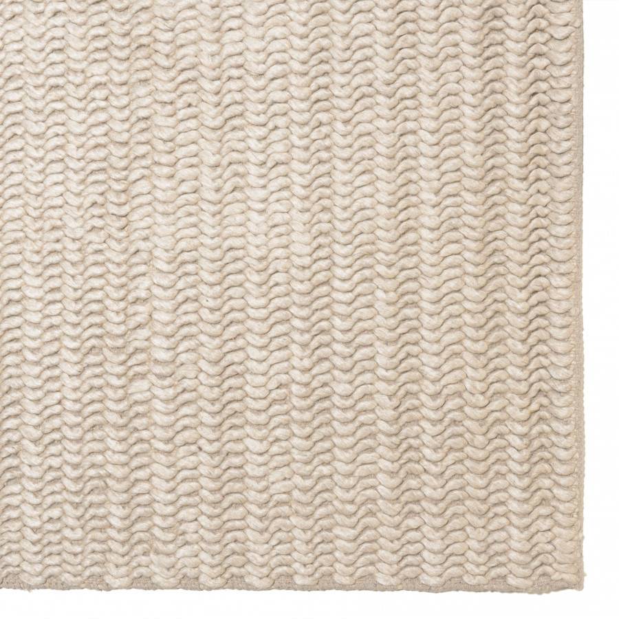Macabane - QUENTIN - Tapis rectangulaire 160x230cm en laine tissée couleur beige - Image 4