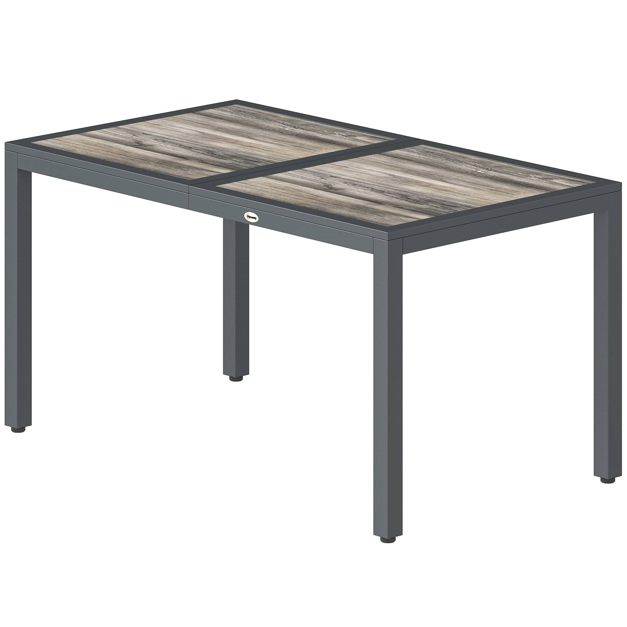 Table de jardin pour 4 à 6 personnes, table à manger extérieure avec plateau à effet bois, 140 x 80 x 72 cm, gris foncé - Image 2