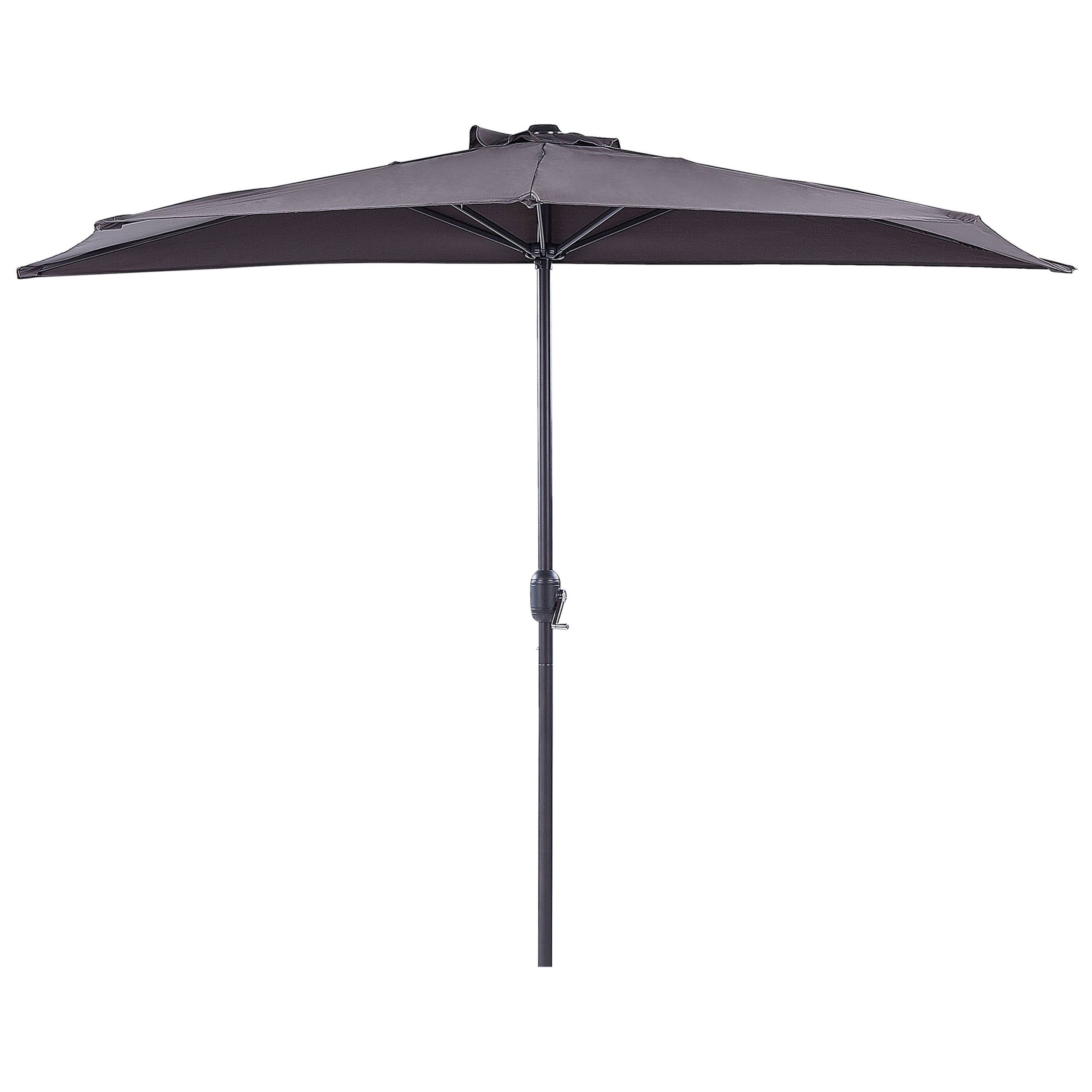 Beliani - Parasol de Jardin Gris en Polyester 270 cm Semi Rond Circulaire Mat en Acier Patio Ombrage Moderne Terrasse Extérieur - Image 1