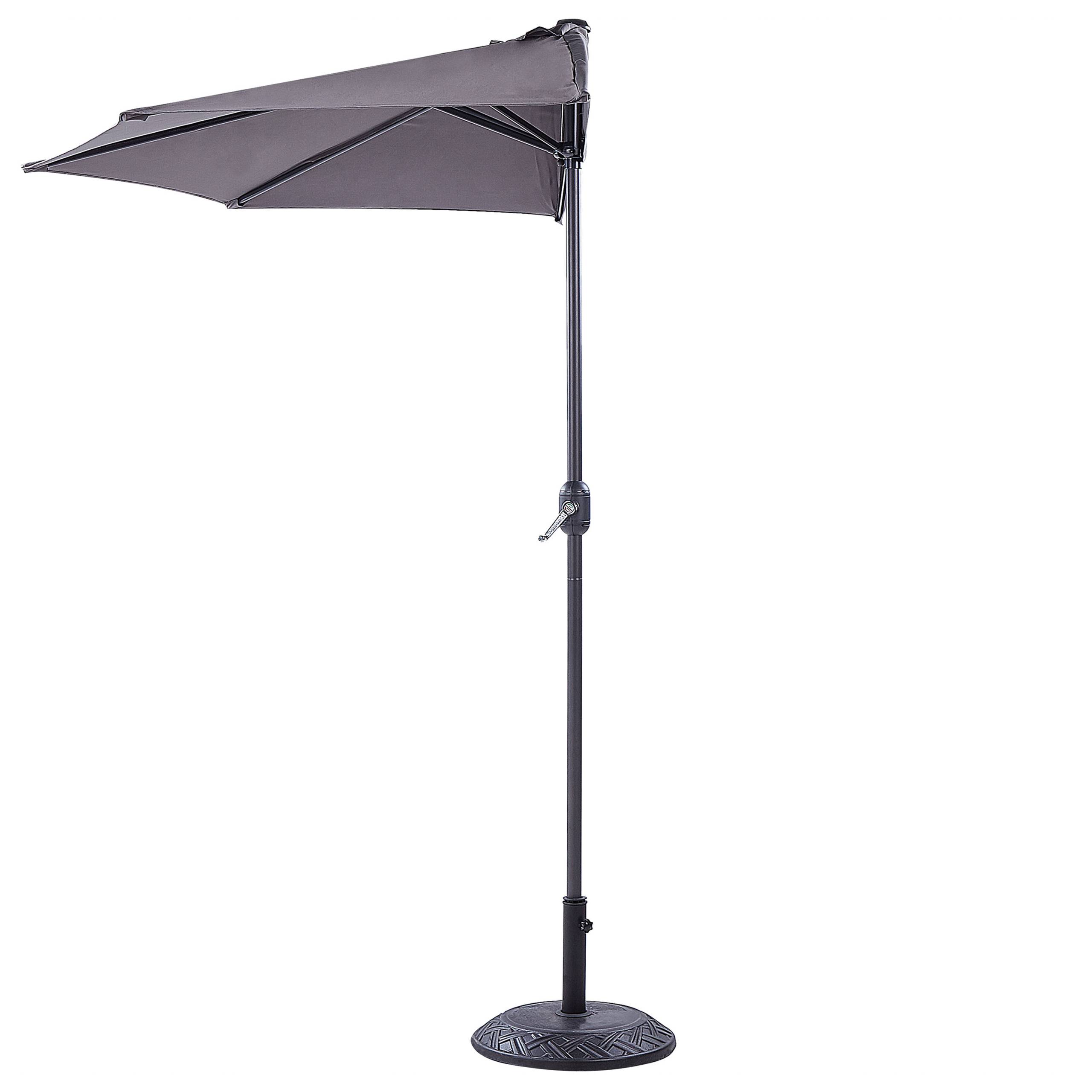 Beliani - Parasol de Jardin Gris en Polyester 270 cm Semi Rond Circulaire Mat en Acier Patio Ombrage Moderne Terrasse Extérieur - Image 4