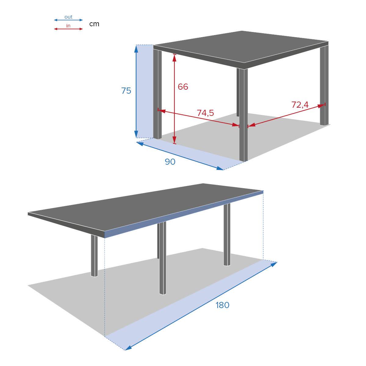 Hesperide - Table de jardin extensible "Piazza" gris smoke & blanc 8 places en aluminium traité époxy Hespéride - Image 5
