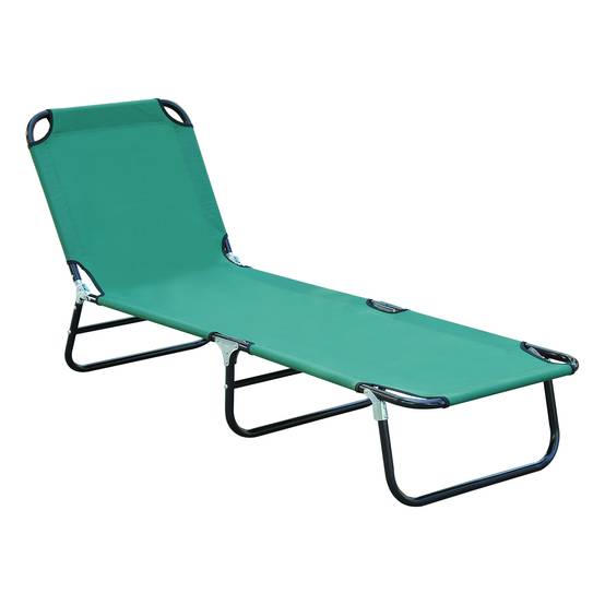 Bain de soleil chaise longue pliante inclinable tissu Oxford - 188x56x28cm Acier Vert foncé fr22 - Image 1