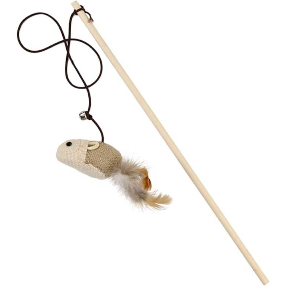 Jouet Plumes Chat Bâton Bois Interactive Clochette - Image 3