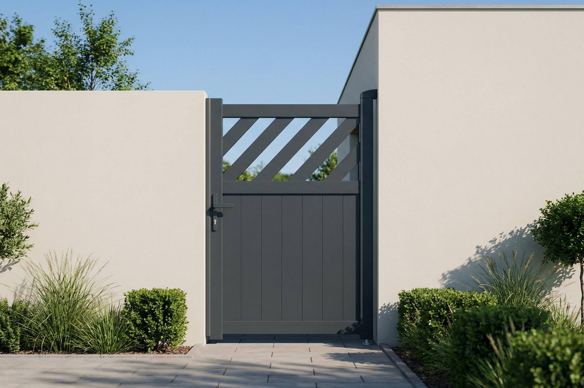 CASANOOV - Casanoov Portillon aluminium gris 1m HELMIS H.140 cm + Poteau EIFEL 15x15 cm aluminium H.166 cm - Image 1