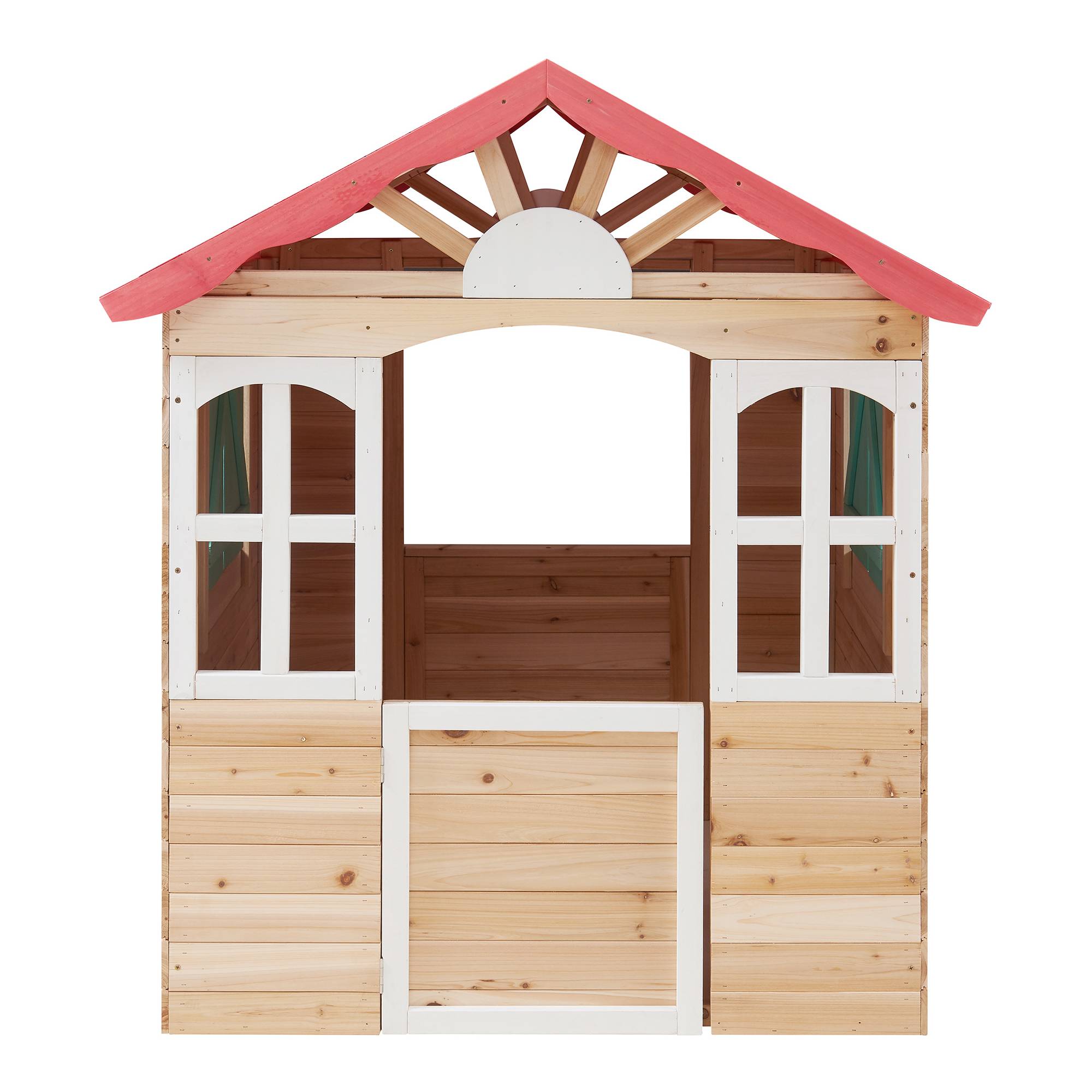 Casa.Pro - Cabane de jeu d'extérieur Lulä bois de pin 130 x 115 x 101 cm naturel rouge vert casa.pro - Image 6