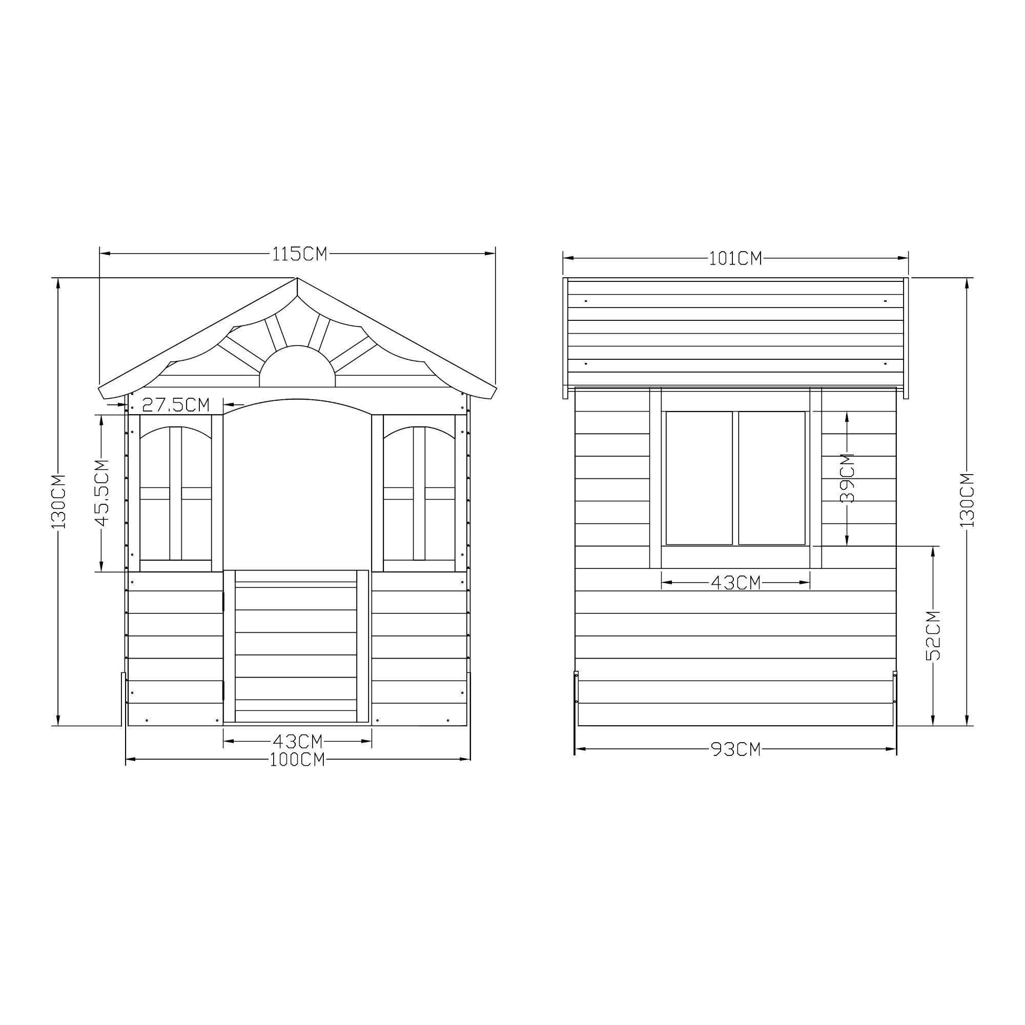 Casa.Pro - Cabane de jeu d'extérieur Lulä bois de pin 130 x 115 x 101 cm naturel rouge vert casa.pro - Image 4