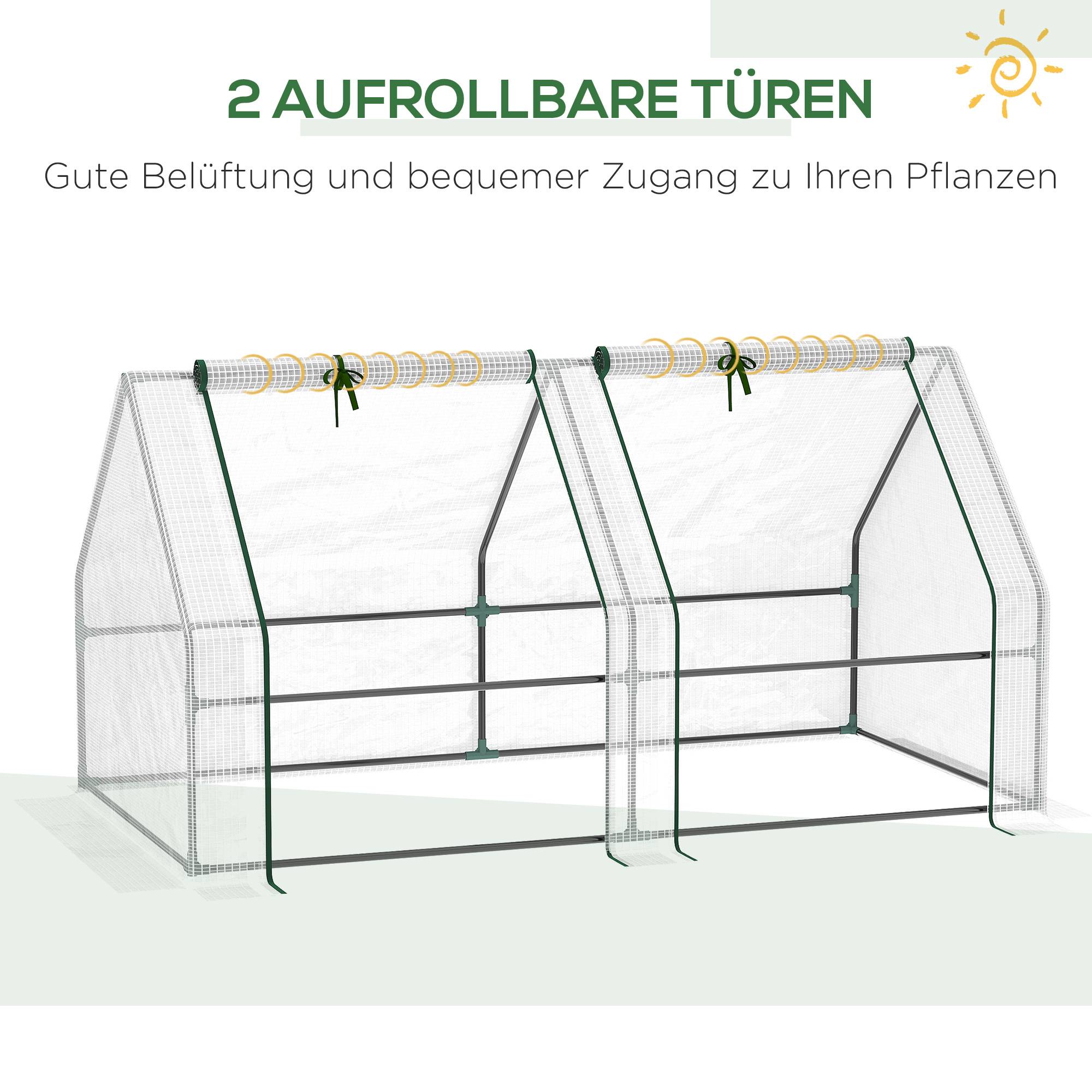 ComfortXL - Mini serre de jardin Acier et Plastique Balcon et Terrasse Double accès 180x90x90cm Blanc - ComfortXL Outdoor Living - Image 9