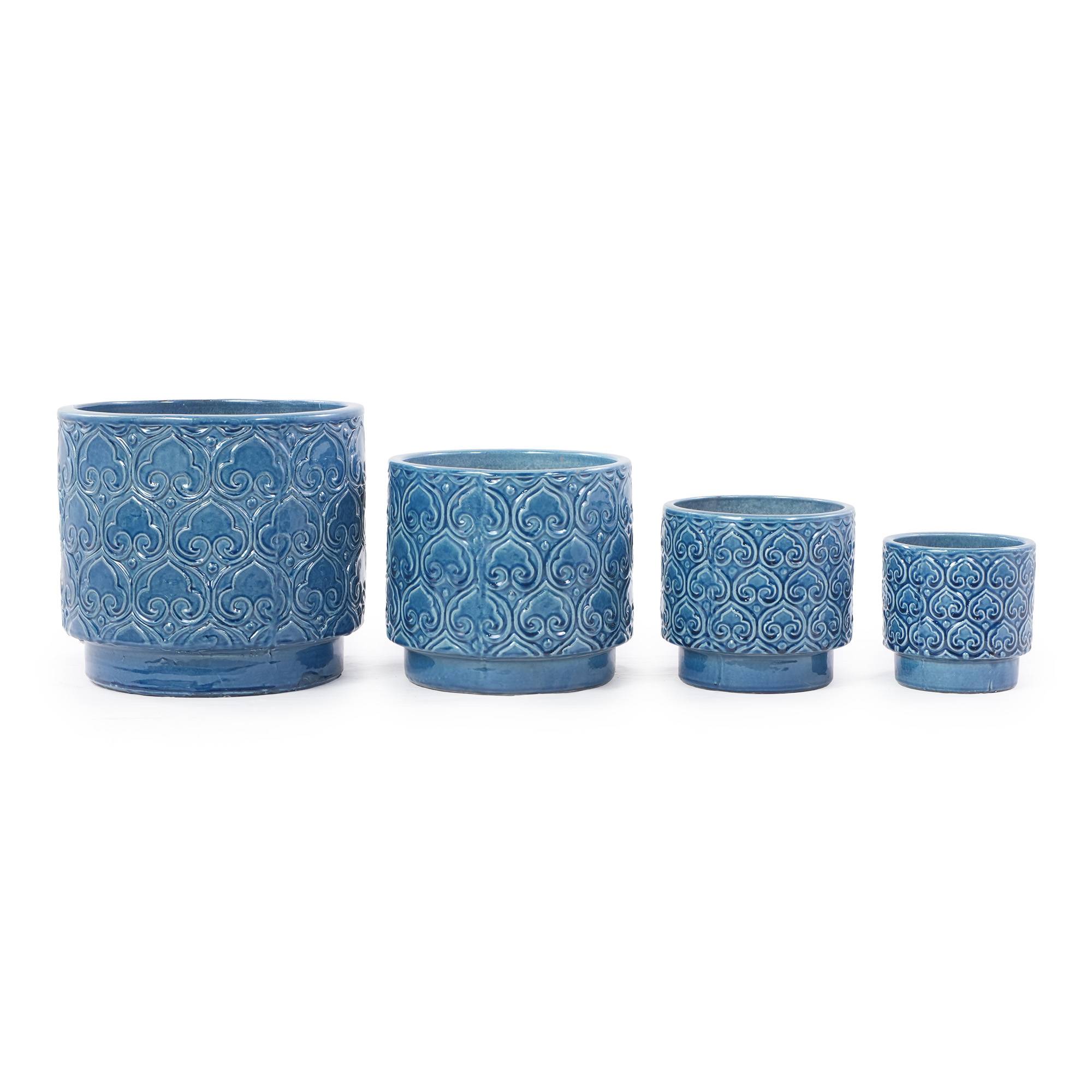 ComfortXL - Grand pot de fleurs céramique bleu Ø38 cm relief cœur intérieur extérieur drainage - ComfortXL Outdoor Living - Image 8