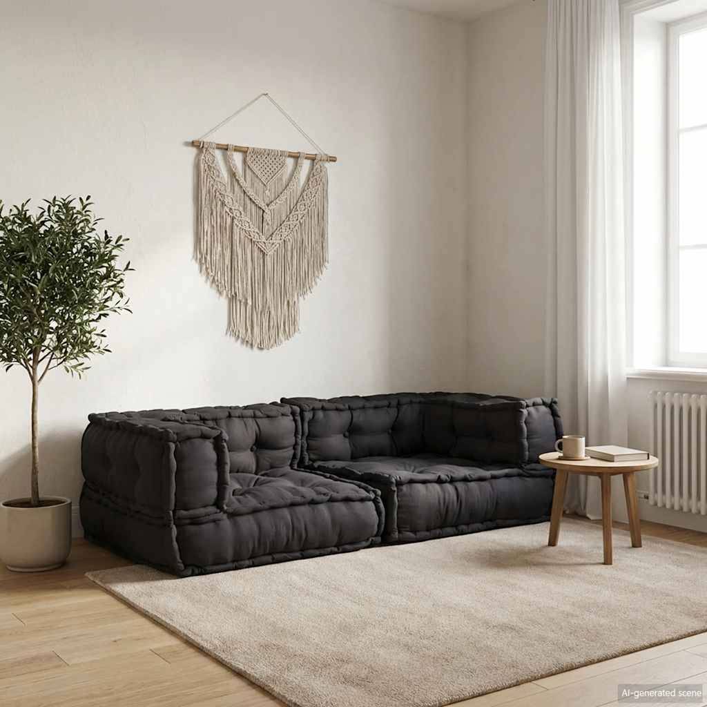 Canapé modulaire coton anthracite 140 x 70 x 36 cm - PANGIVO - Image 1