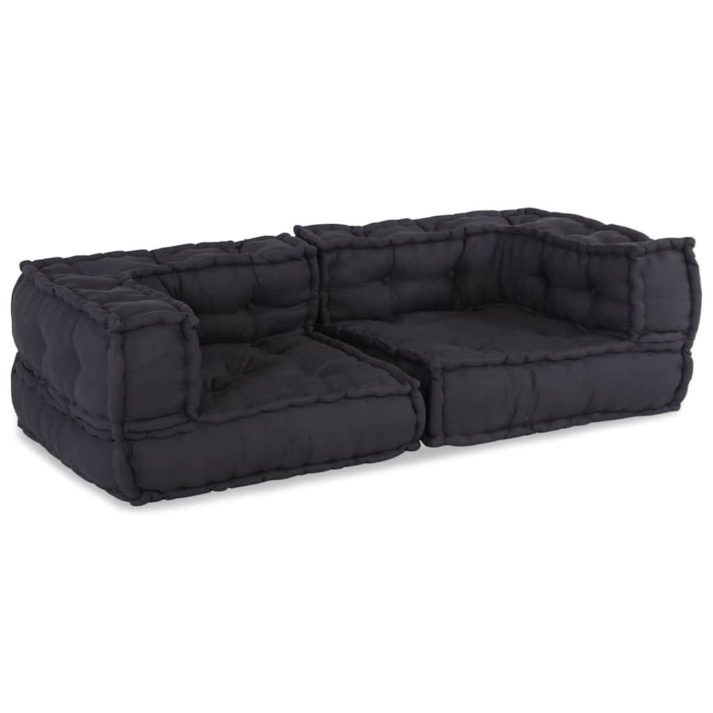 Canapé modulaire coton anthracite 140 x 70 x 36 cm - PANGIVO - Image 2