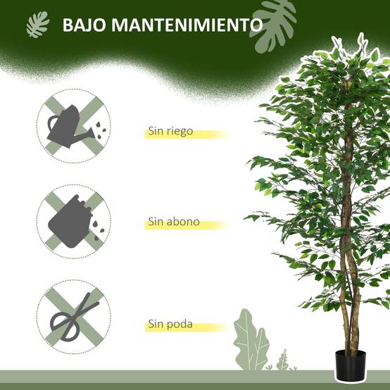 ComfortXL - Plante Ficus Artificiel PEVA Décoration Intérieur Troncs Naturels 180cm Vert - ComfortXL Outdoor Living - Image 7