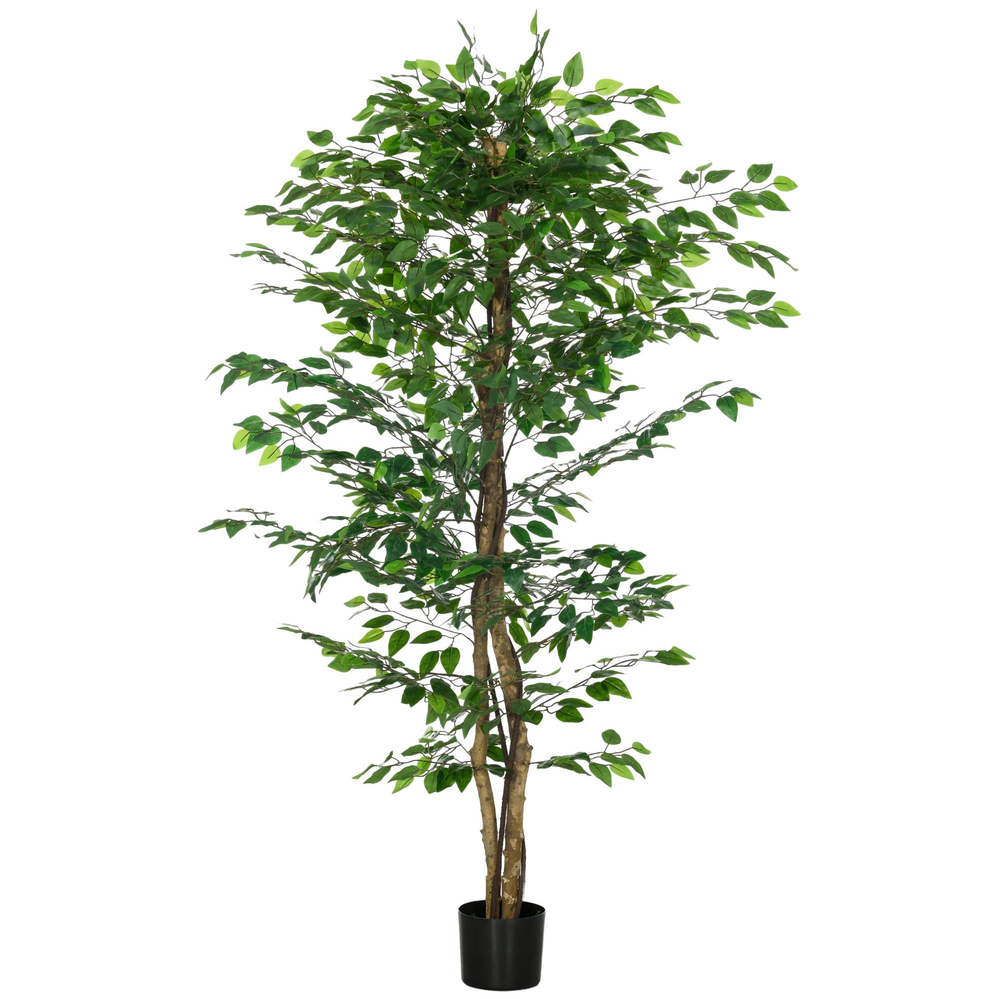 ComfortXL - Plante Ficus Artificiel PEVA Décoration Intérieur Troncs Naturels 180cm Vert - ComfortXL Outdoor Living - Image 2