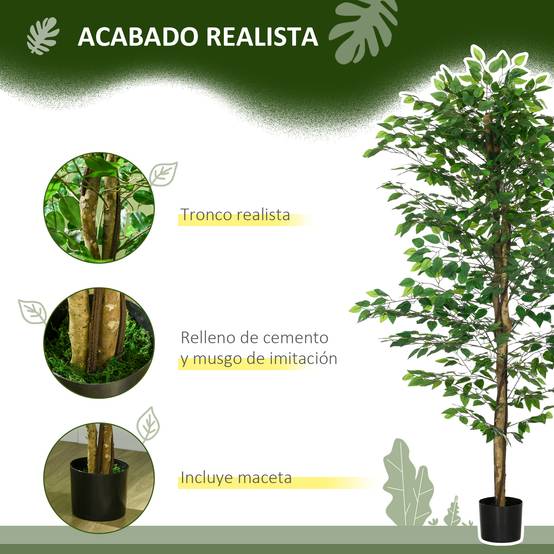 ComfortXL - Plante Ficus Artificiel PEVA Décoration Intérieur Troncs Naturels 180cm Vert - ComfortXL Outdoor Living - Image 6