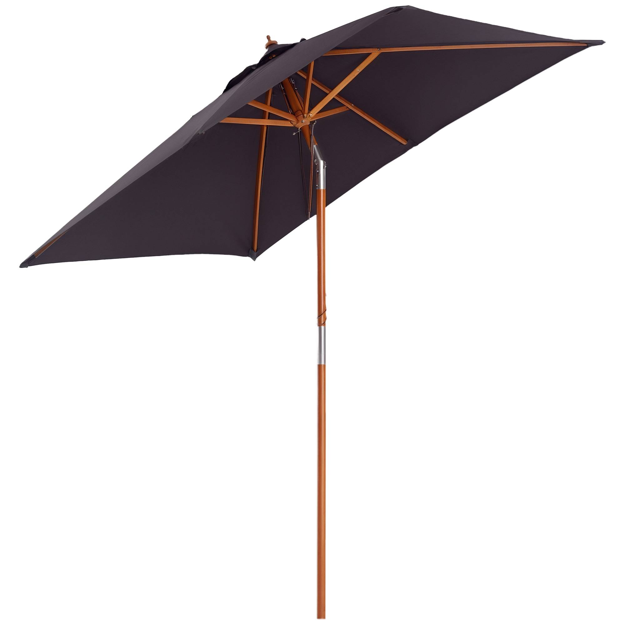 Parasol de jardin rectangulaire 200 x 150 x 235 cm, inclinable, avec traitement anti-UV et mât en bois, pour terrasse ou patio, gris foncé - Image 1