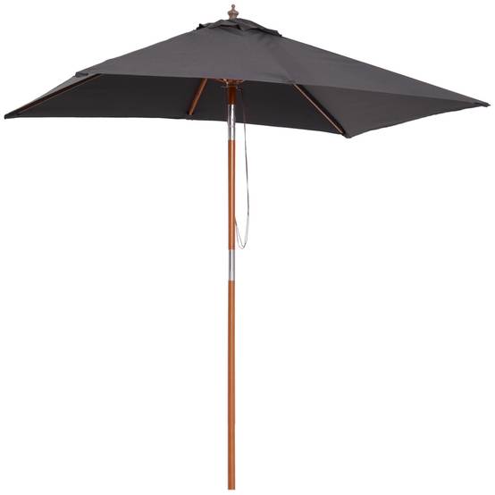 Parasol de jardin rectangulaire 200 x 150 x 235 cm, inclinable, avec traitement anti-UV et mât en bois, pour terrasse ou patio, gris foncé - Image 2
