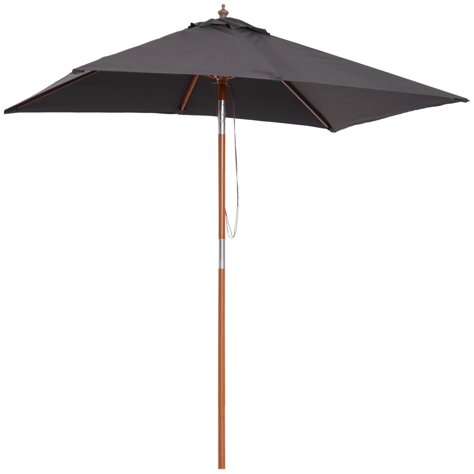 Parasol de jardin rectangulaire 200 x 150 x 235 cm, inclinable, avec traitement anti-UV et mât en bois, pour terrasse ou patio, gris foncé - Image 2