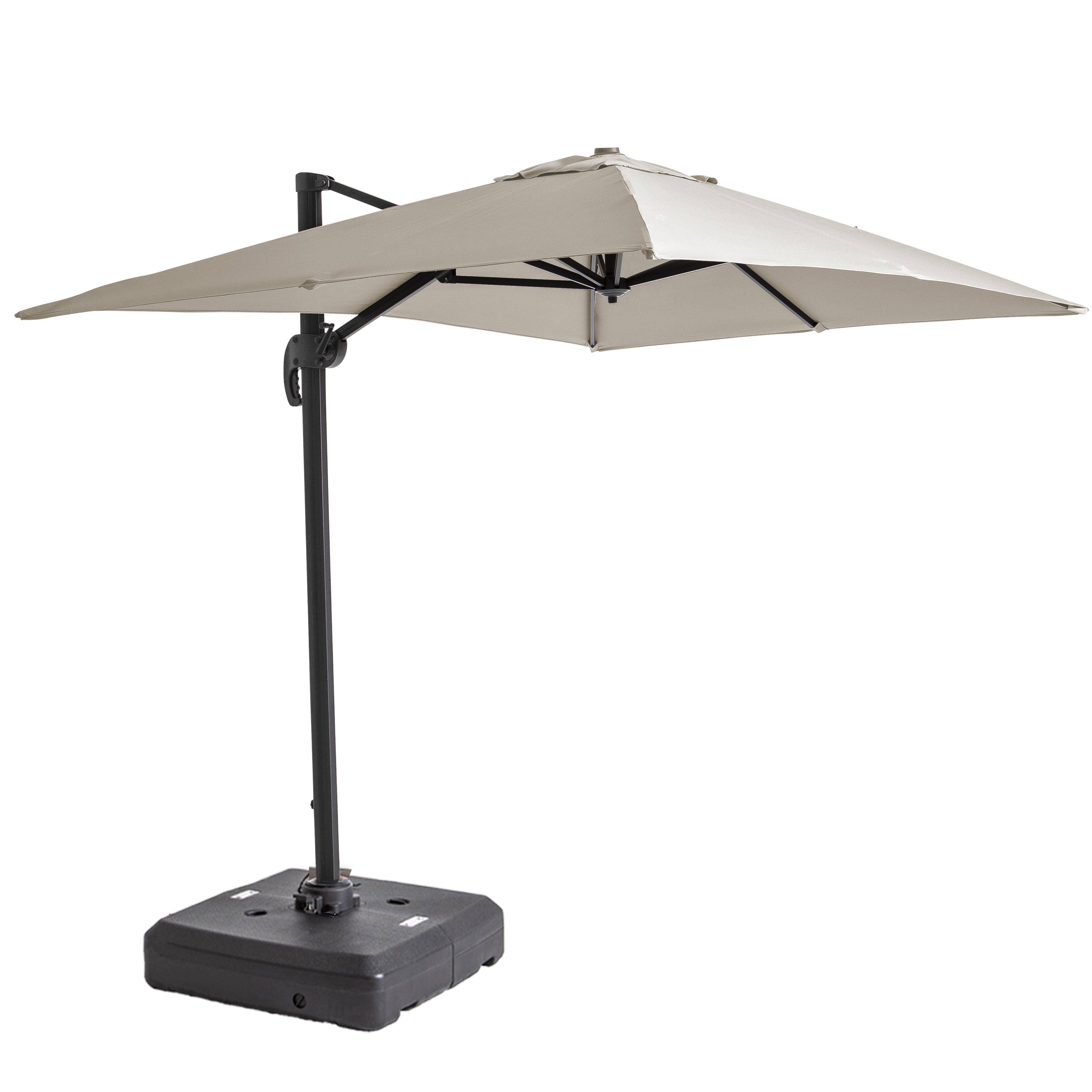 Oviala - Parasol déporté inclinable 360° 2x3m et dalle sur roues blanc Amalya - Oviala - Image 1