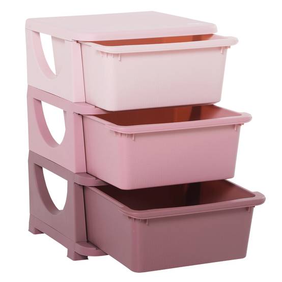 Organiseur de tiroir en plastique pour enfants, 3 tiroirs avec poignées, pour jouets, vêtements, livres, 37 x 37 x 56,5 cm, beige - Image 2