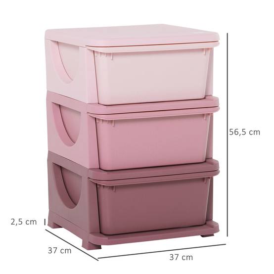 Organiseur de tiroir en plastique pour enfants, 3 tiroirs avec poignées, pour jouets, vêtements, livres, 37 x 37 x 56,5 cm, beige - Image 5