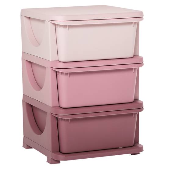 Organiseur de tiroir en plastique pour enfants, 3 tiroirs avec poignées, pour jouets, vêtements, livres, 37 x 37 x 56,5 cm, beige - Image 1