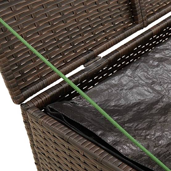 Coffre de rangement - Boîte de rangement extérieure - Coffre de jardin marron 291L résine tressée - Image 8