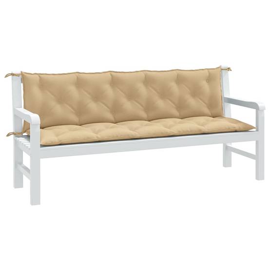 Ensemble 2 Coussins de banc Polyester pour Siège et Dossier pour Terrasse et Balcon Beige Mélangé 180x50 cm – ComfortXL Outdoor Living - Image 1