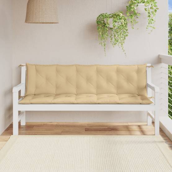 Ensemble 2 Coussins de banc Polyester pour Siège et Dossier pour Terrasse et Balcon Beige Mélangé 180x50 cm – ComfortXL Outdoor Living - Image 3