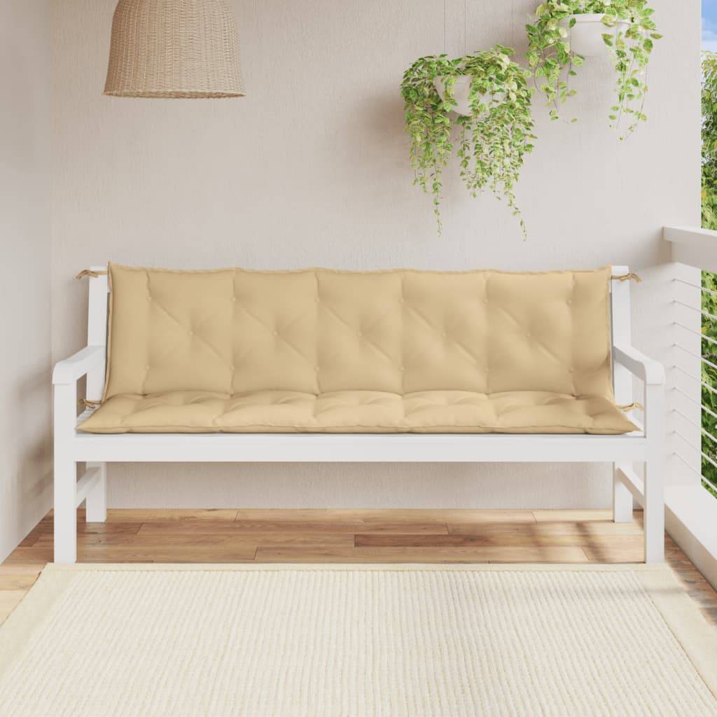 Ensemble 2 Coussins de banc Polyester pour Siège et Dossier pour Terrasse et Balcon Beige Mélangé 180x50 cm – ComfortXL Outdoor Living - Image 3