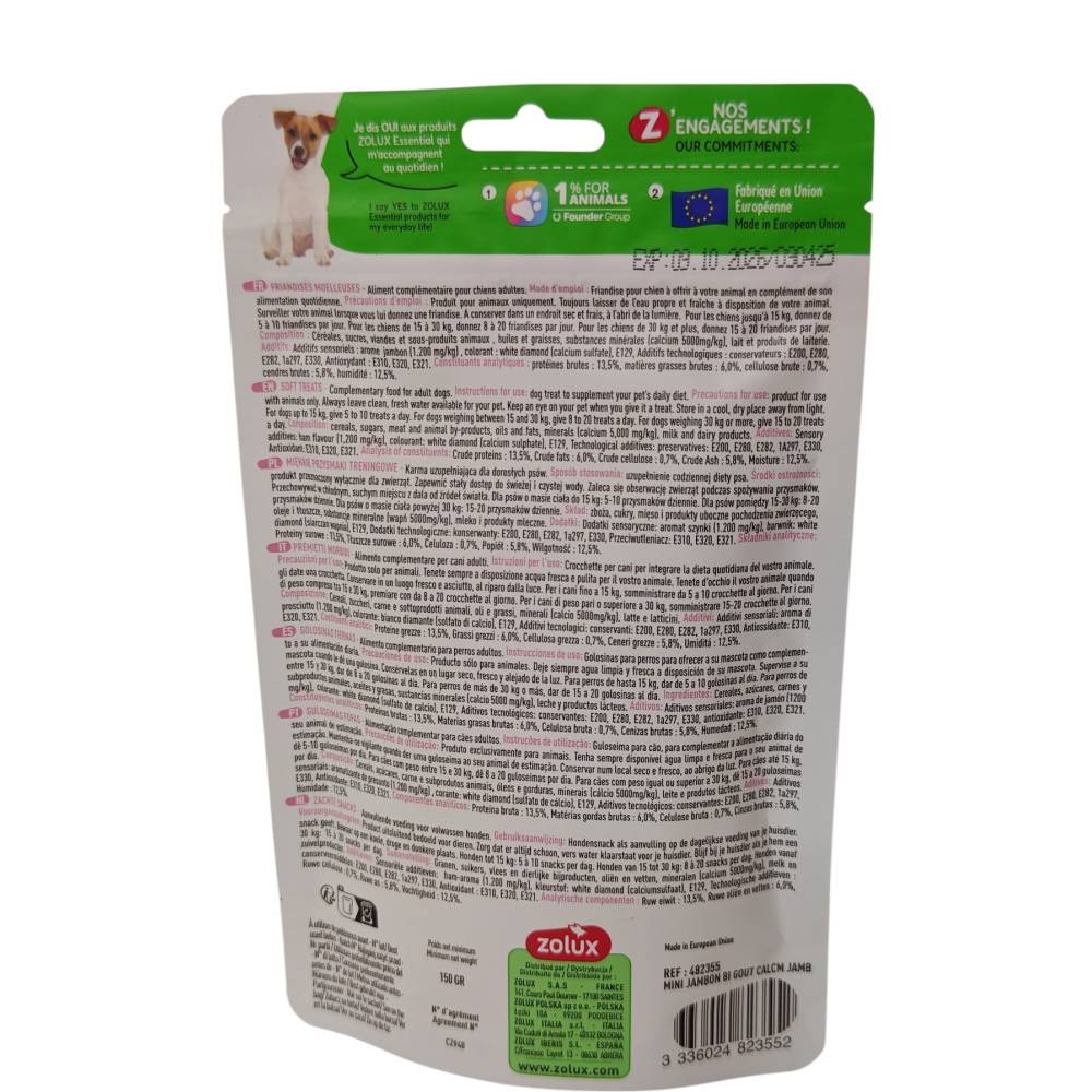 Zolux - Friandises mini jambon bi gout jambon calcium CANDIES 150 g pour chiens - Image 4