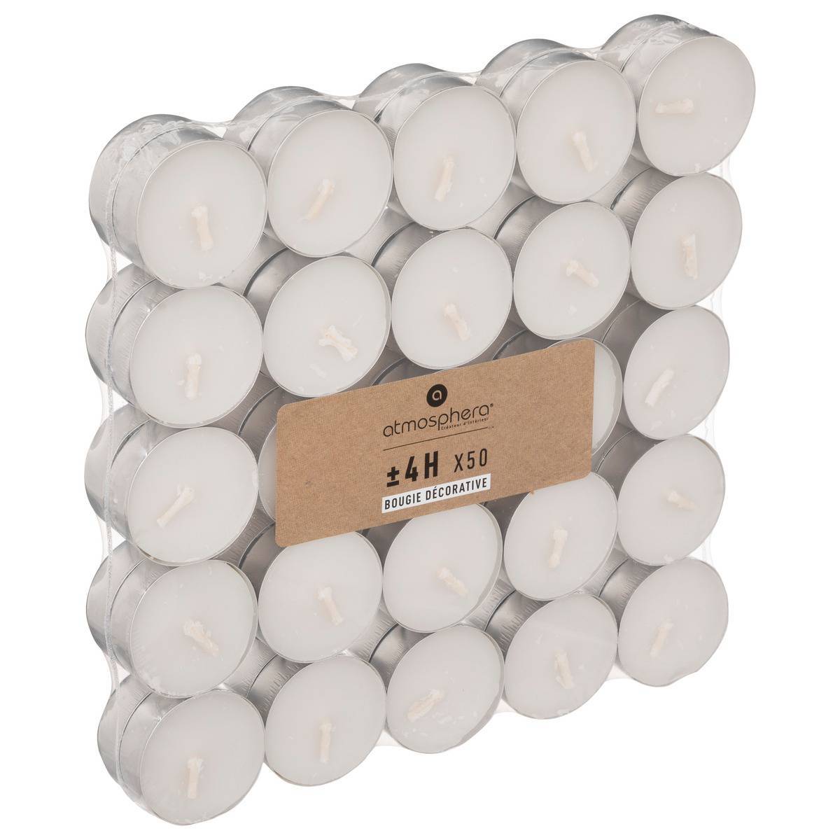 Atmosphera - Lot de 50 bougies "Many" blanc 11g - Atmosphera Créateur d'intérieur - Image 1