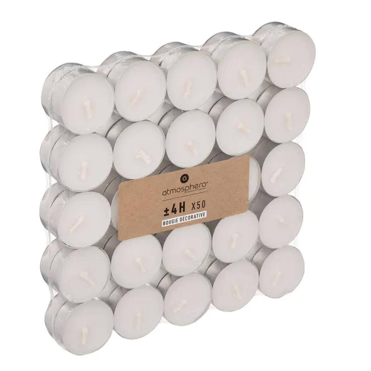 Lot de 50 Bougies Chauffe-Plat "Many" 3,7cm Blanc - Image 1