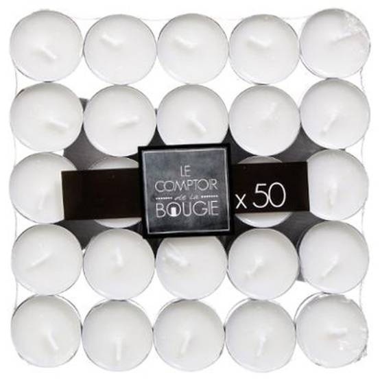Lot de 50 Bougies Chauffe-Plat "Many" 3,7cm Blanc - Image 4