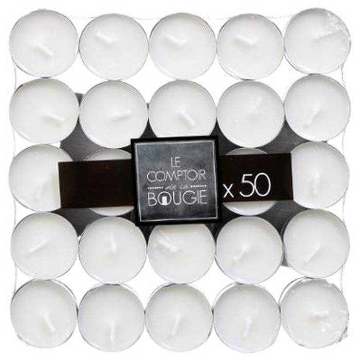 Lot de 50 Bougies Chauffe-Plat "Many" 3,7cm Blanc - Image 4