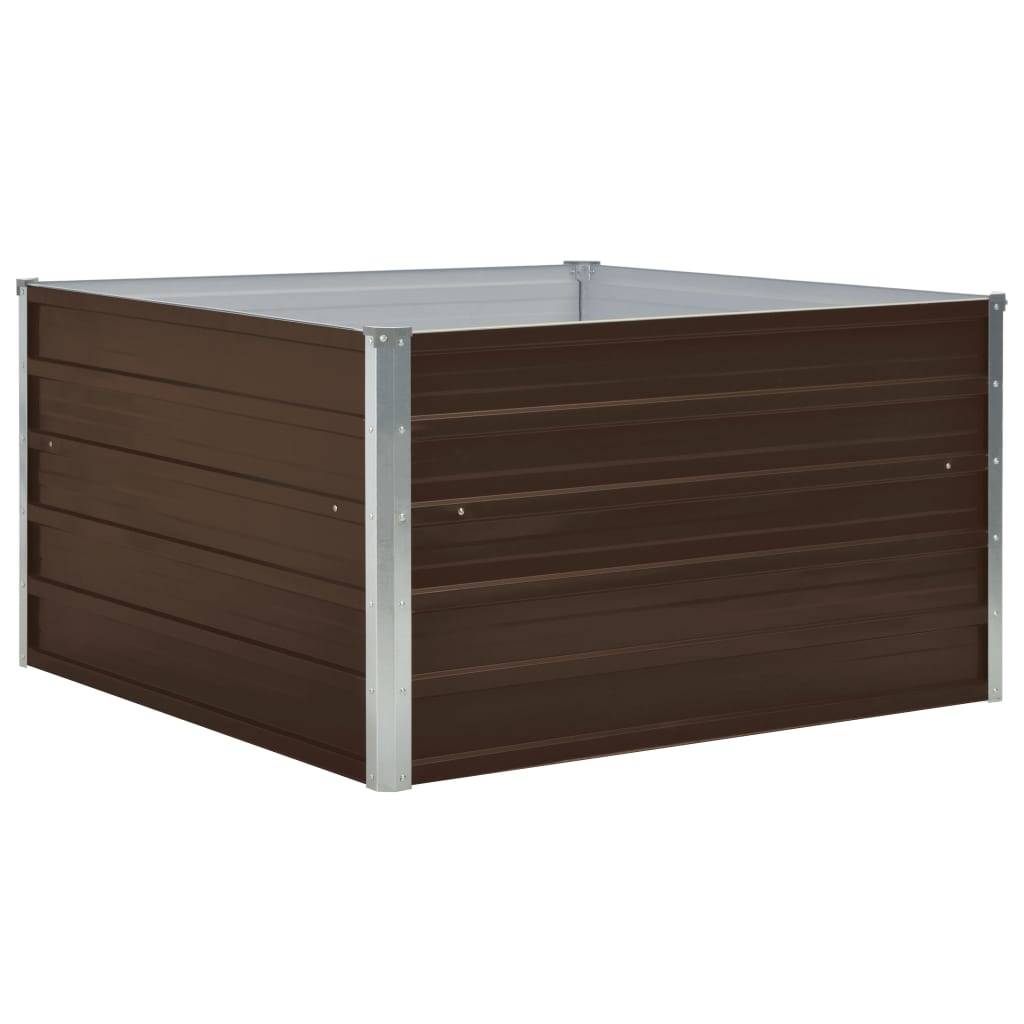 Jardinière 100 x 100 x 45 cm acier galvanisé marron - Image 1