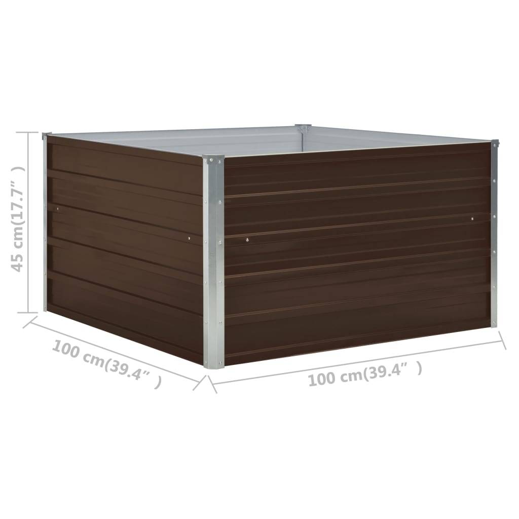 Jardinière 100 x 100 x 45 cm acier galvanisé marron - Image 5