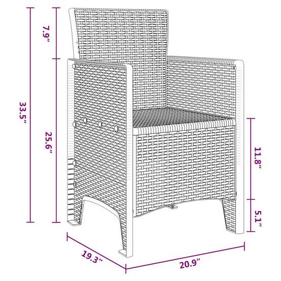 ComfortXL - Lot de 2 Chaises de Jardin Blanches en PP Design Rotin Élégant pour Piscine et Patio – ComfortXL Outdoor Living - Image 8