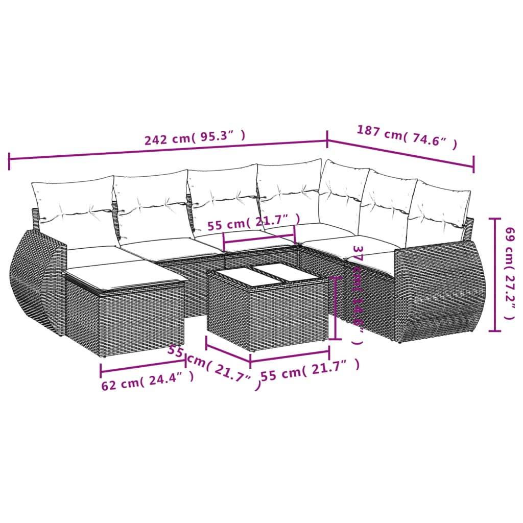 ComfortXL - Salon de Jardin Bas 7 Places Résine Tressée Gris Modulable avec Table et Coussins 8 Pièces – ComfortXL Outdoor Living - Image 9