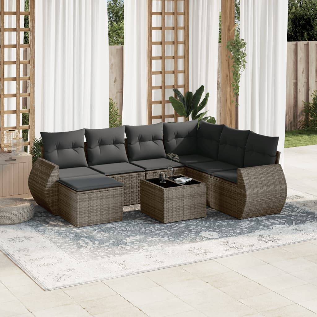 ComfortXL - Salon de Jardin Bas 7 Places Résine Tressée Gris Modulable avec Table et Coussins 8 Pièces – ComfortXL Outdoor Living - Image 1
