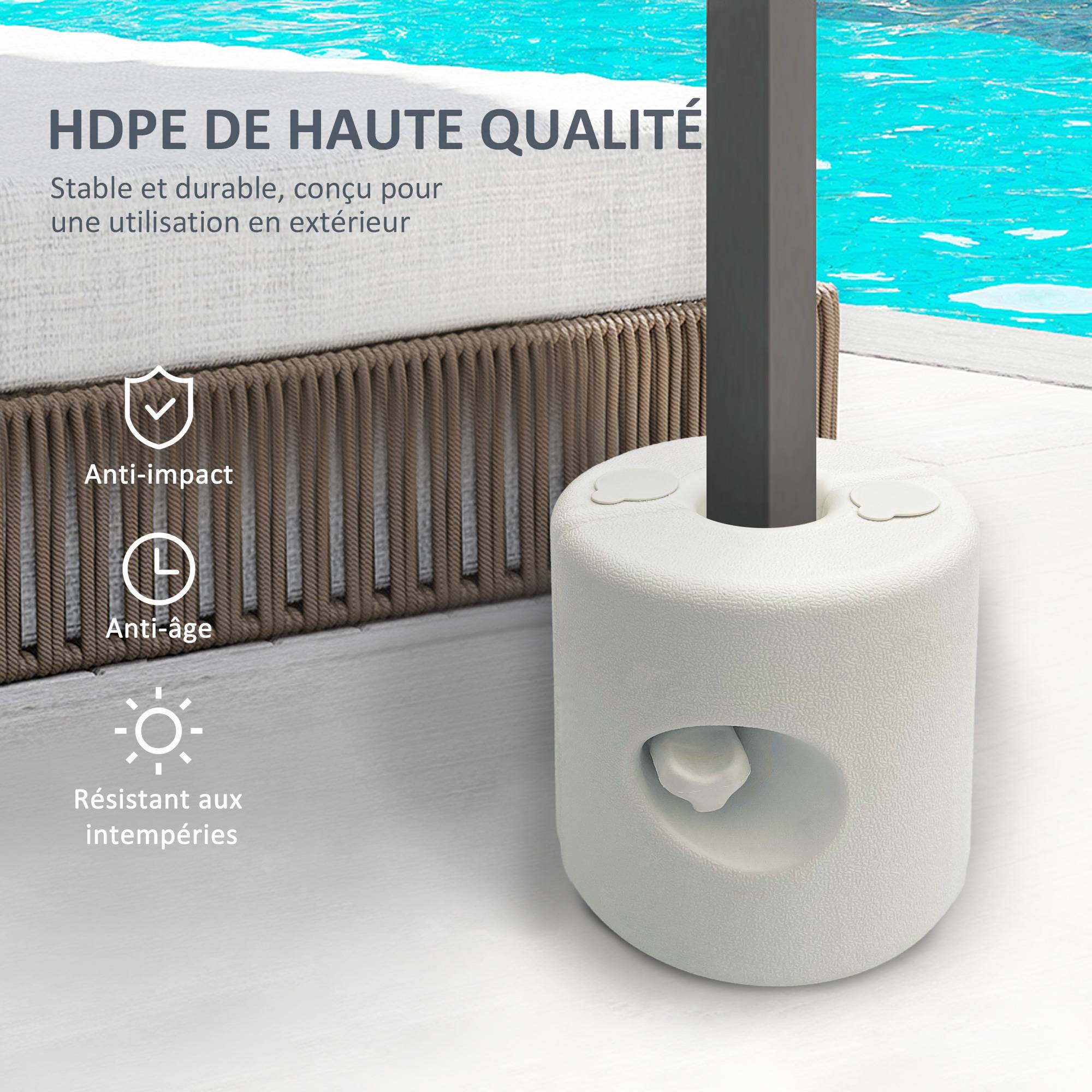 Outsunny - Lot 4 pieds de tonnelle pop-up remplissage eau/sable avec vis sécurité pour pavillon HDPE blanc - Outsunny - Image 8