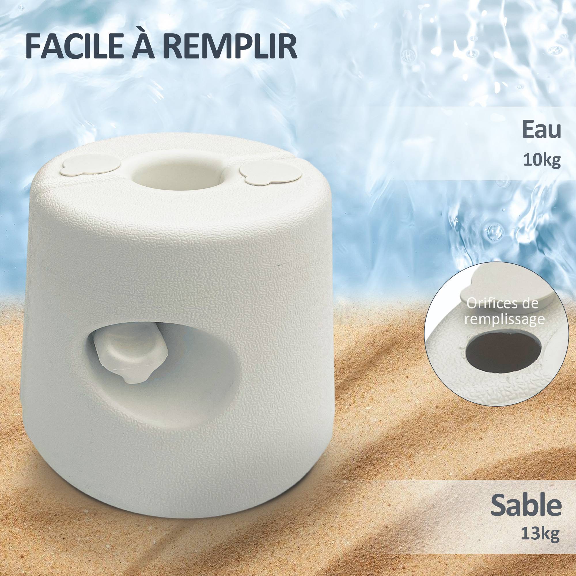 Outsunny - Lot 4 pieds de tonnelle pop-up remplissage eau/sable avec vis sécurité pour pavillon HDPE blanc - Outsunny - Image 6