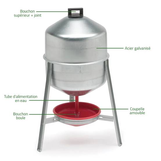 Abreuvoir métal galvanisé 30 L + Mangeoire à trémie anti nuisibles Feedomatic 20kg - Image 4