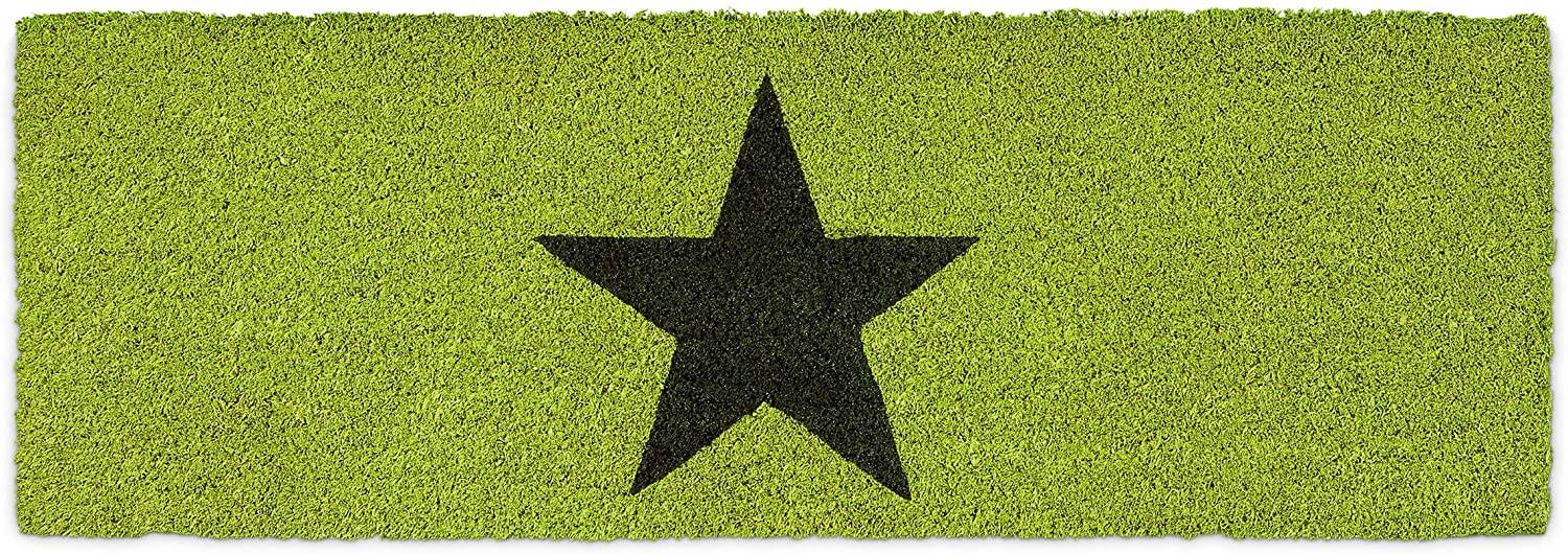 Paillasson tapis de sol porte d’entrée essuie-pieds étoiles fibres de coco vert - Image 1
